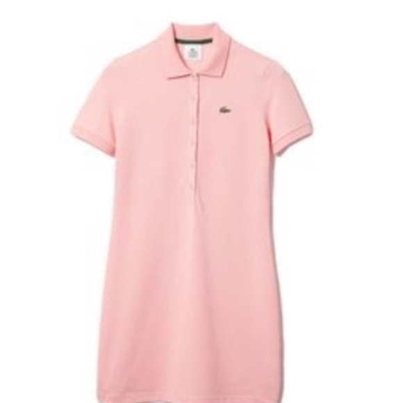 Lacoste Pink Classic Short Sleeve Cotton Pique Polo Shirt Dress Green Alligator - Picture 1 of 11